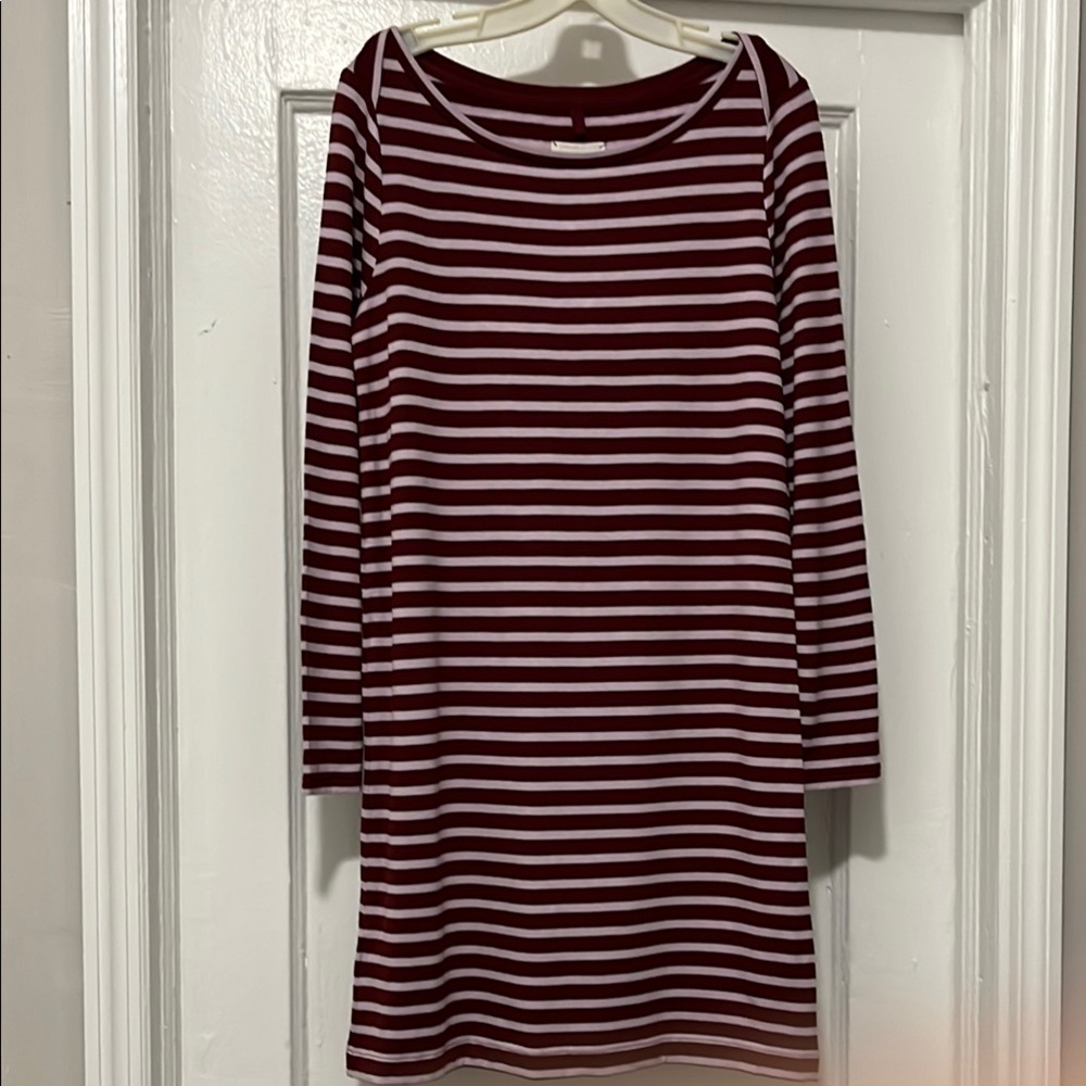 Striped Maroon and White Dress